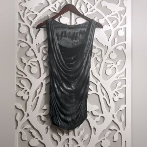 Ash Gray Sleeveless Draped Velvet Illusion Top by- Language Los Angeles | Sz:S